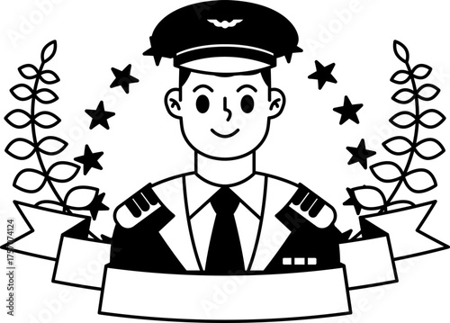 black and white logotype icon of a policeman