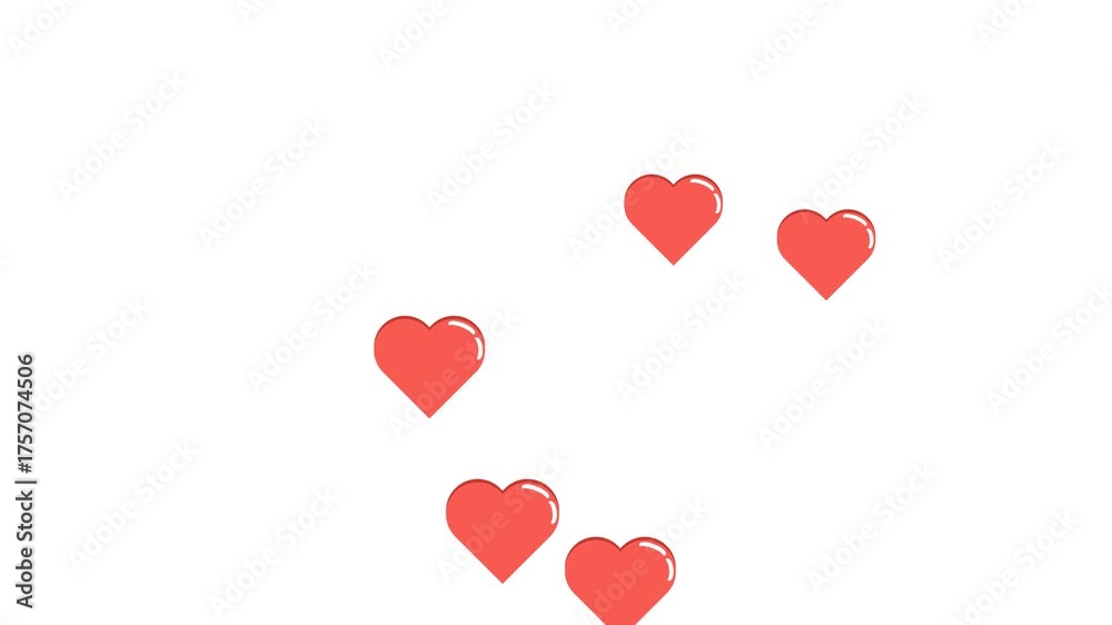 Hearts, a cluster of red hearts against a stark white background, forming a simple and loving arrangement, perfect for Valentine's Day or expressing affection.