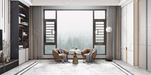 3D rendering of casement Windows for home interior design