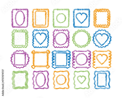 Colorful Vector rectangle and round frames set