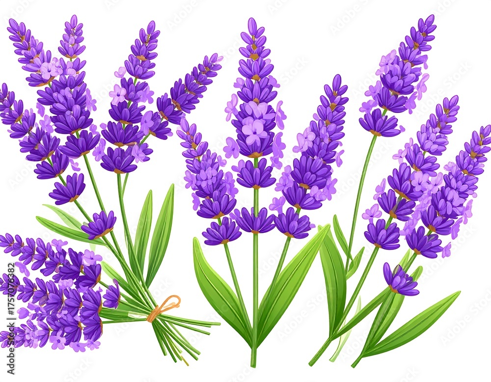 Naklejka premium Lavender sprigs in various positions