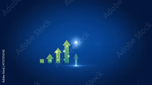 Upward Trend Arrows on Blue - Growth and Progress