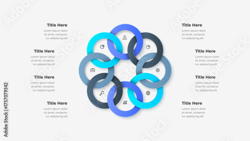 Infographic featuring an interlinked chain design, representing connectivity and unity, with placeholders and business icons enhancing clarity and organization