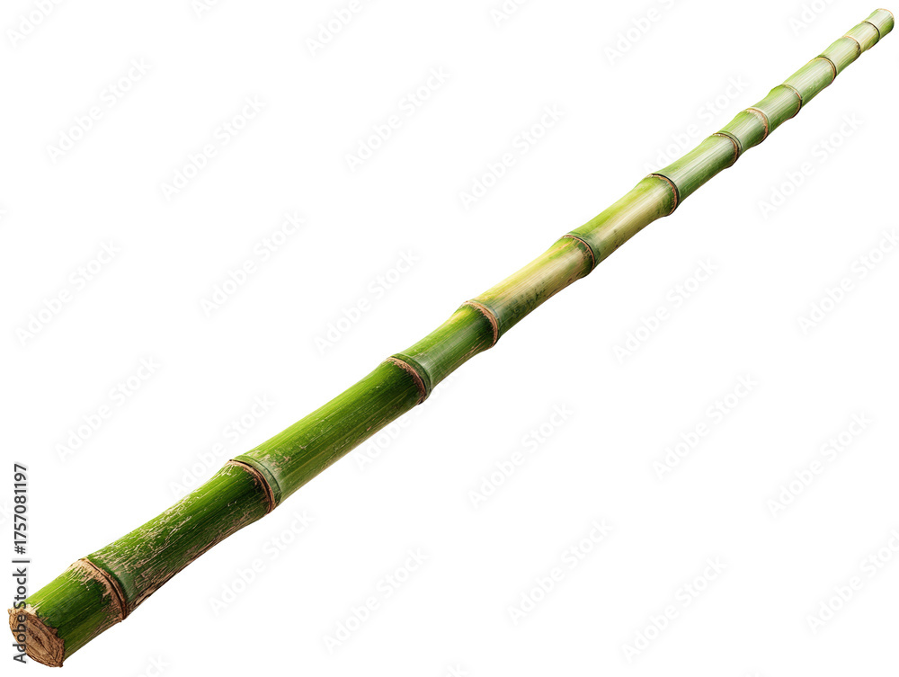 Fototapeta premium Green bamboo pole segment with nodes and textured surface conveying natural calmness