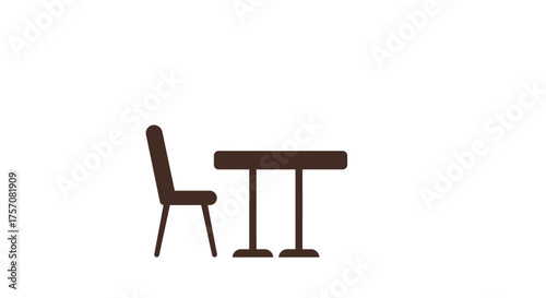 Modern minimalist table and chair furniture set for dining room cafe or office interior design concept isolated on white background
