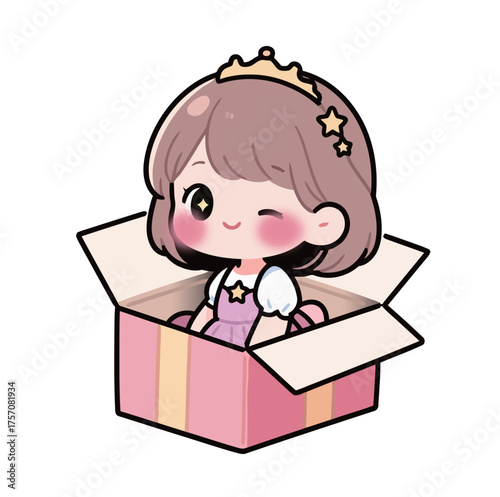 A cartoon little girl wearing a crown