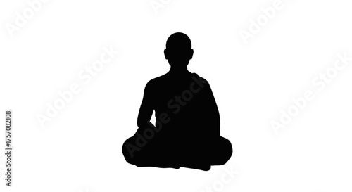 Silhouette of a person in meditation pose on a plain surface symbolizing inner peace tranquility and mindfulness practices for wellbeing isolated on white background