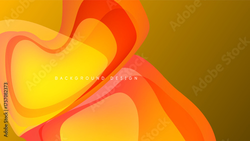 Abstract fluid shapes, warm color palette. Yellows, oranges, reds blend into black background. Modern design element.
