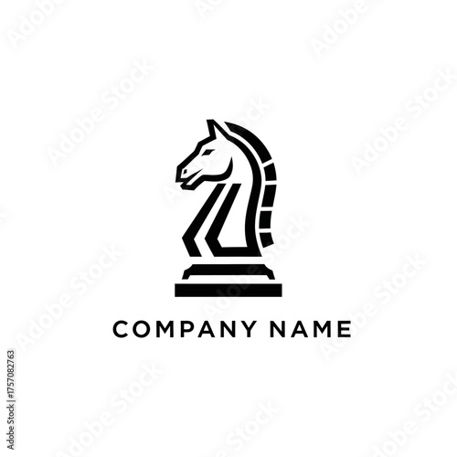 Elegant Black and White Chess Knight Logo Design for Strategic Branding.