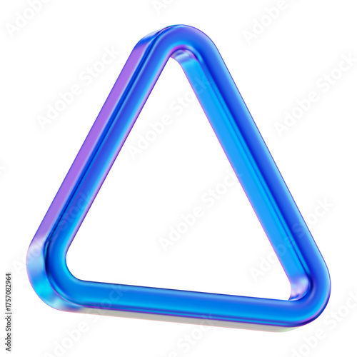 3d neon triangle shape. Holographic y2k figure. Stock vector illustration on isolated background.