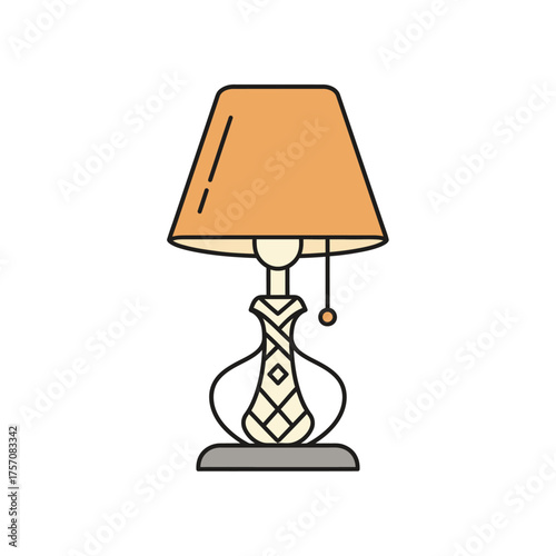Elegant Table Lamp with Decorative Base and Warm Light.
