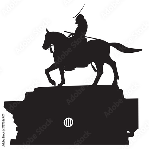 伊達政宗公　銅像シルエット Date Msamune bronze statue