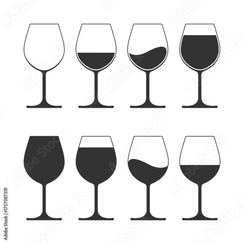 Clink glasses graphic icon. Cheers with two glasses with wine sign in the circle isolated on white background. Vector illustration
