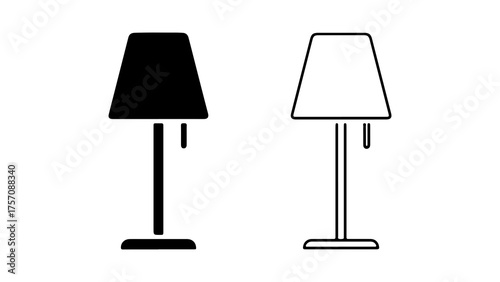 Table lamps with outline and solid fill with transparent background