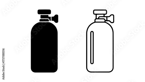 Oxygen tank outline and solid with transparent background