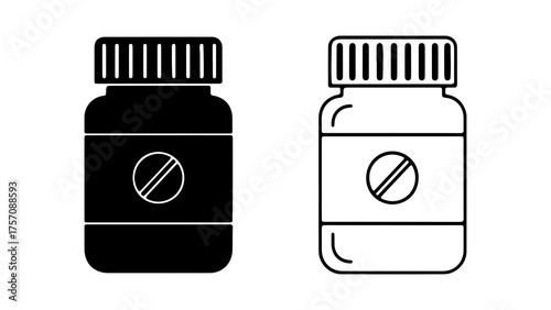 Pill bottle with prohibition sign with transparent background