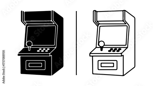 Arcade game machines outline with transparent background