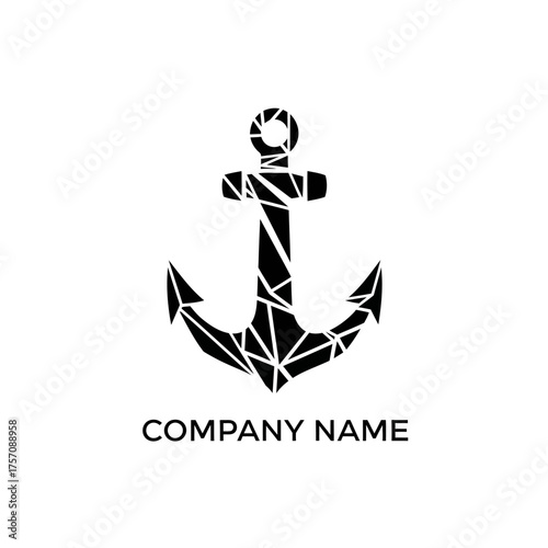 Geometric Anchor Logo Design with Triangular Patterns for Maritime Business.