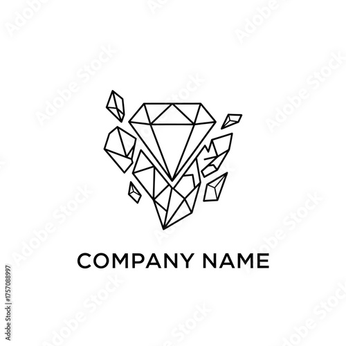 Geometric Diamond Logo Design with Shattered Fragments and Modern Aesthetic.