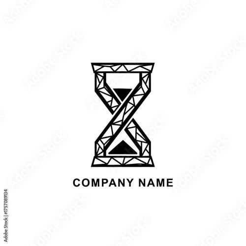 Geometric Hourglass Logo Design with Modern and Abstract Style.