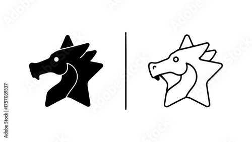 Dragon head star shape with transparent background