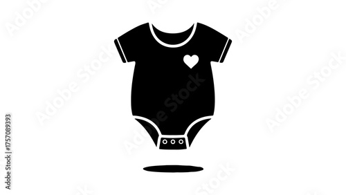 Baby bodysuit with heart and transparent background
