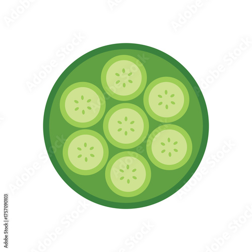 Vector art of top view of sliced cucumber arranged in a circle