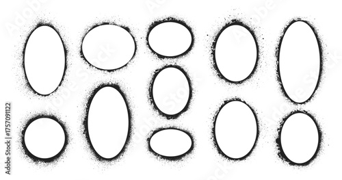 Spray paint circle frame set. Graffiti circles with empty space for your design. Vector EPS 10