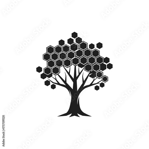 Honeycomb Tree Silhouette - A Fusion of Nature and Geometric Design.