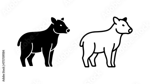 Young antelope outline and silhouette with transparent background