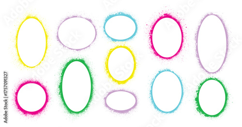 Spray paint circle frame set. Graffiti circles with empty space for your design. Vector EPS 10