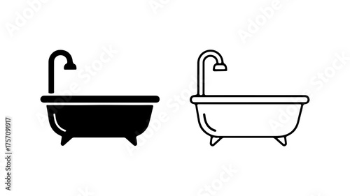 Bathtub icon set with transparent background