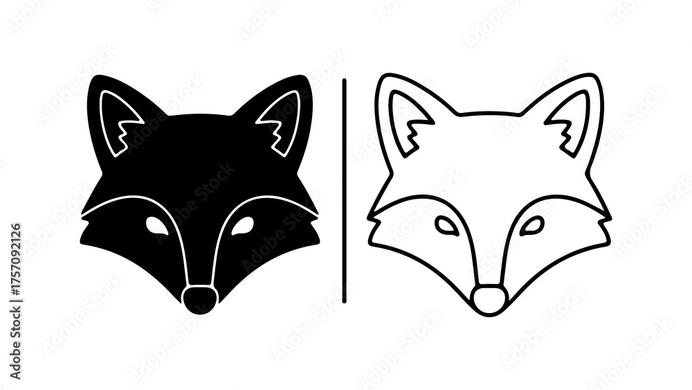 Fototapeta premium Fox heads outline with transparent background
