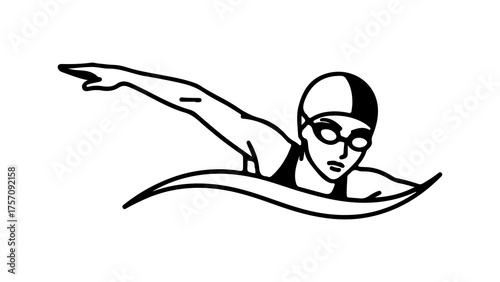 Swimmer in motion with transparent background