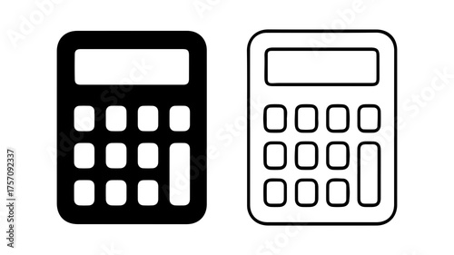 Calculators outline and solid with transparent background