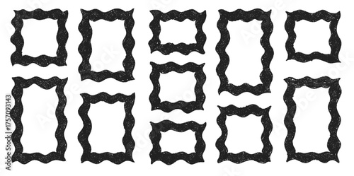 Hand drawn crayon rectangles set. Brushstroke texture rectangle frames. Vector EPS 10