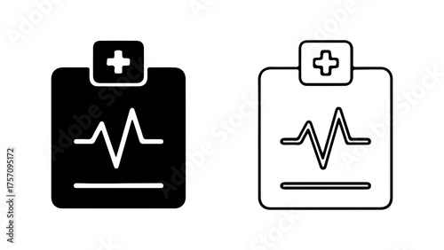 Medical clipboard with heart rate with transparent background