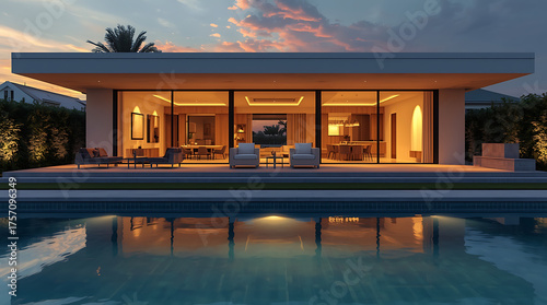 swimming pool at night