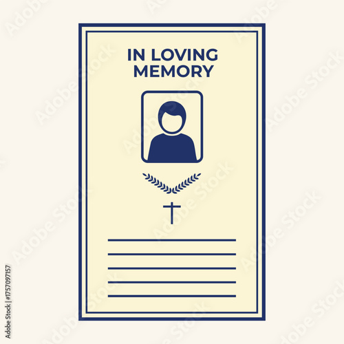 In Loving Memory A Memorial Card with a Silhouette Portrait and Cross