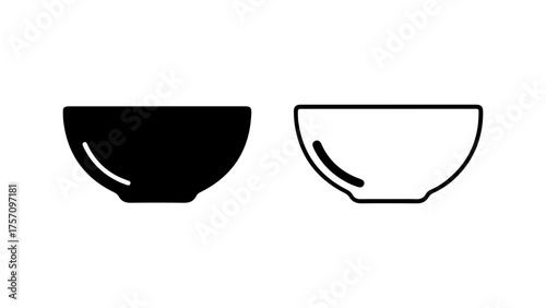 Bowl icons with outline style and transparent background