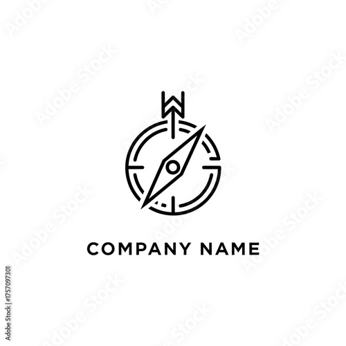 Minimalist Compass Logo Design for Navigation and Exploration Company.