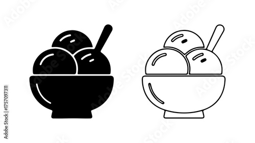 Ice cream in bowl with transparent background