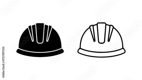 Construction helmets black and white with transparent background
