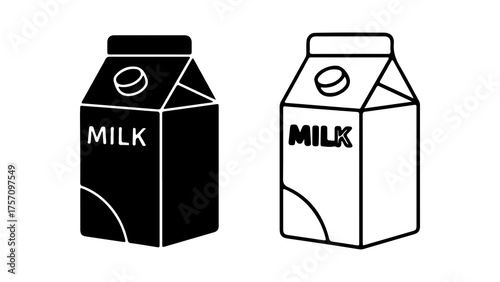 Milk carton icons with transparent background