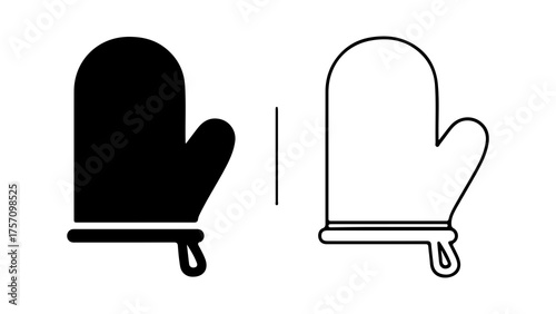Oven mitts outline and solid with transparent background
