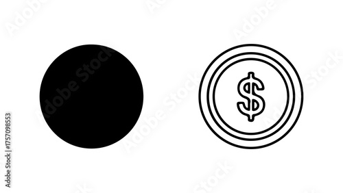 Dollar coin and black circle with transparent background