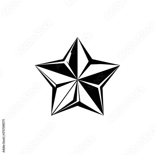Nautical Star Tattoo Design with Black and White Fill.