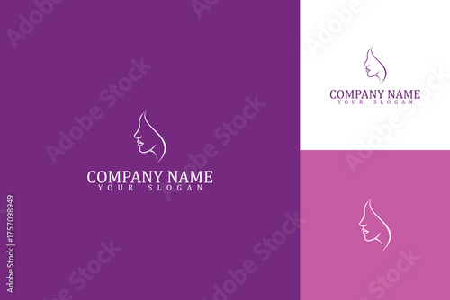 Elegant Beauty Logo Design with Minimalist Face Profile and Clean Lines.