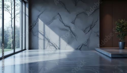 Modern Empty Room with Large Glass Windows