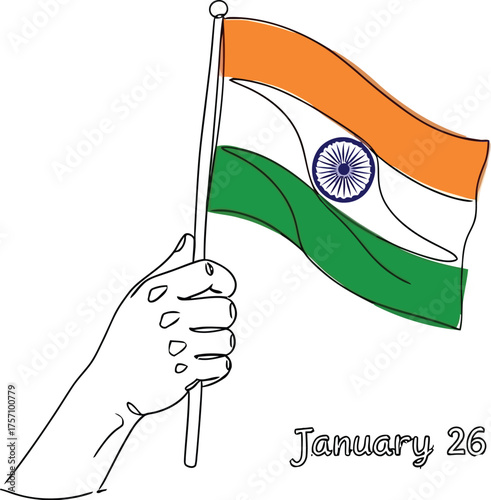 Celebrate India's Republic Day with vibrant flag art, showcase patriotism and national pride with this unique design for January 26th festivities